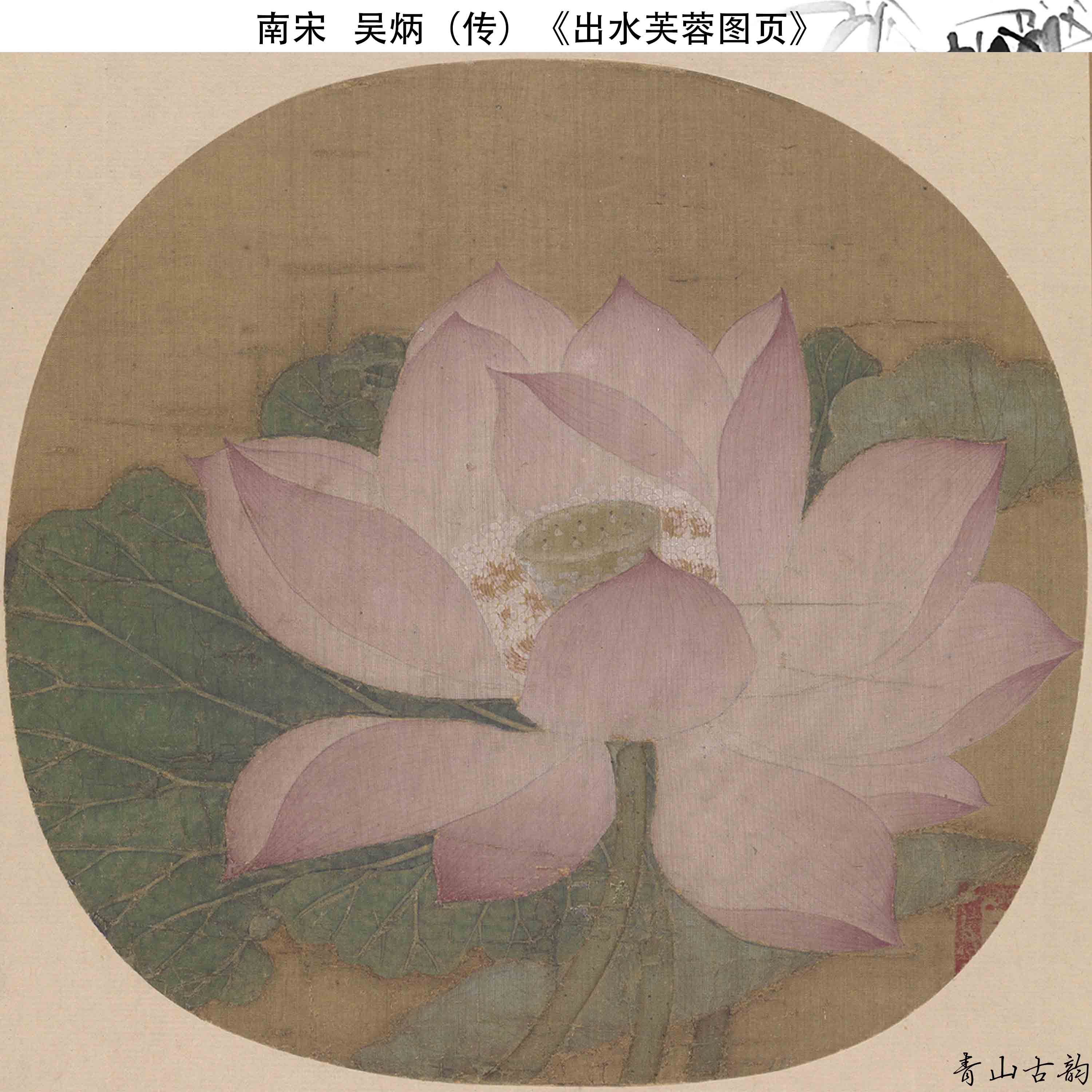 1:1南宋吴炳（传） 出水芙蓉图页仿古画荷花高清微喷复制临摹手稿