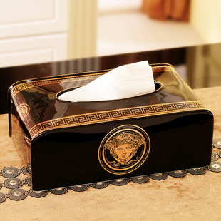 防霉陶瓷纸巾盒欧式大号黑色茶几创意客厅轻奢高端抽纸盒家用装饰