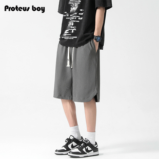 ProteusBoy短裤男夏季2024新款男士灯芯绒外穿运动休闲五分中裤子
