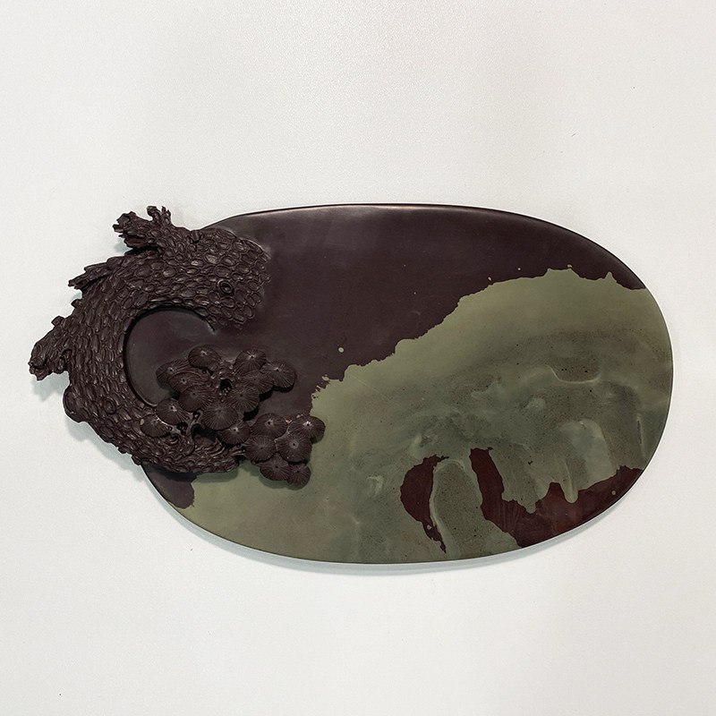 宁夏特产/天然原石/贺兰石/匠心手工雕刻/壶承干泡台/茶托/茶盘