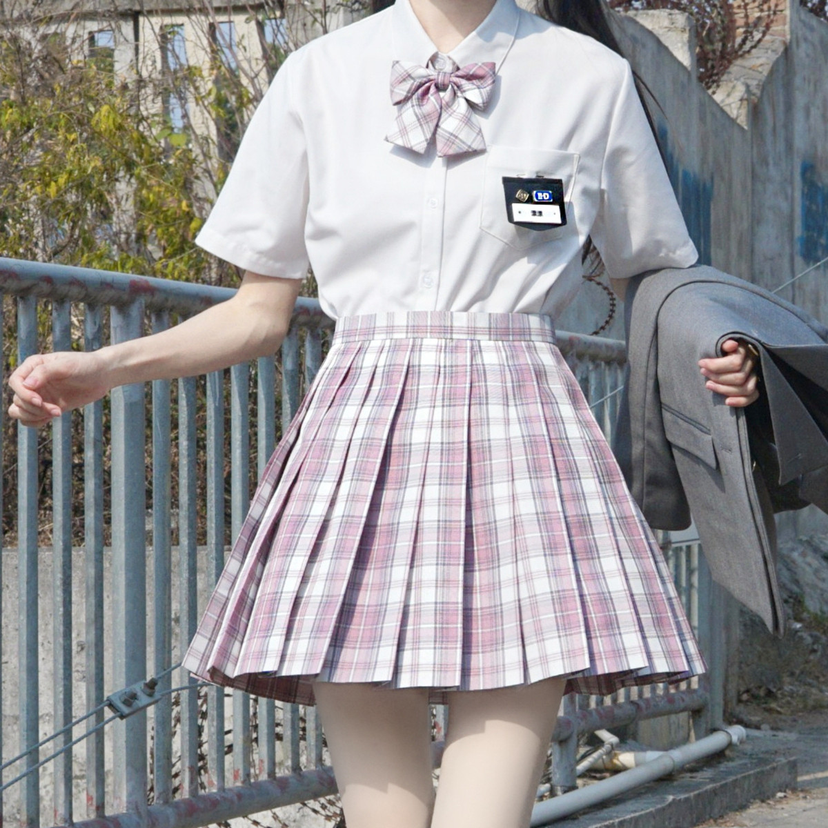 原创jk格子领结清仓买一送一日系学生少女格裙搭配小物领花