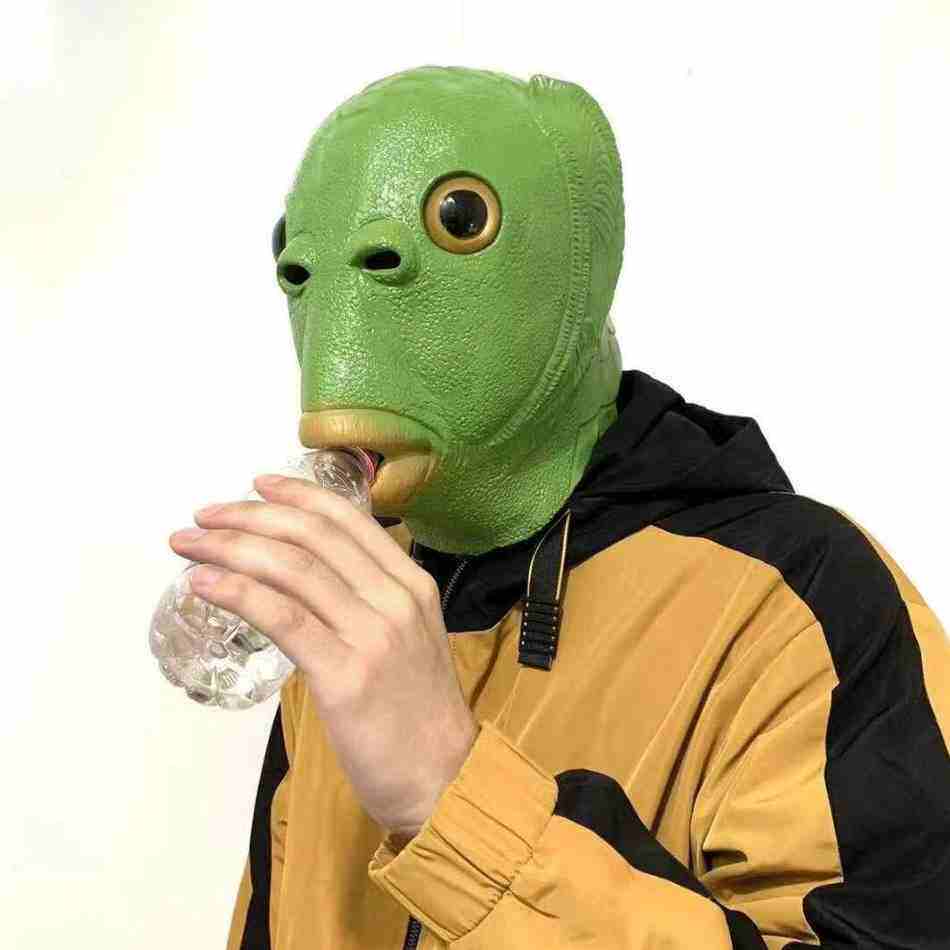 网红鱼头套绿鱼怪面具沙雕绿头鱼绿头怪抖音绿色鱼绿鱼人怪鱼丑