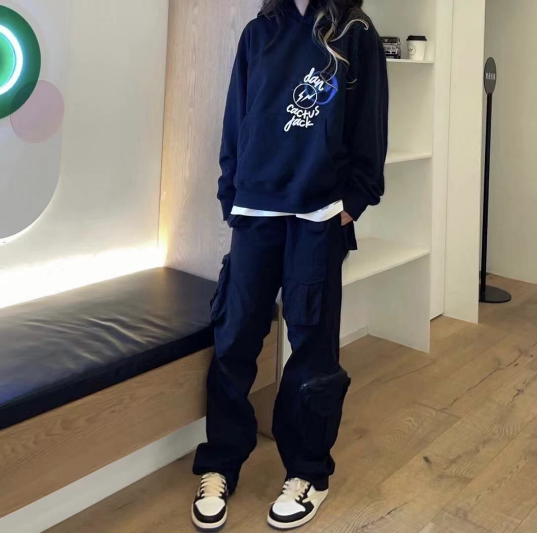 藤原浩卫衣_ts三方联名travis scott 藤原浩 闪电套头连帽卫衣外套