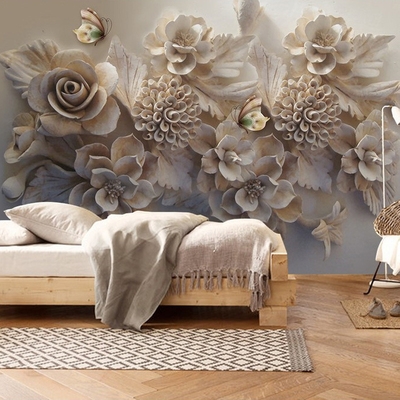 电视背景墙壁纸欧花图片