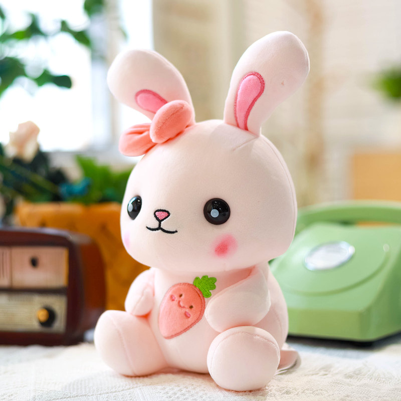 新子毛绒玩具公仔可爱萌大号x床上睡觉抱枕女生粉色小兔兔安抚玩