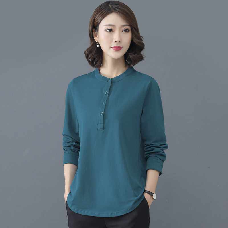 打底衫t恤女春秋中长款宽松中年妈妈