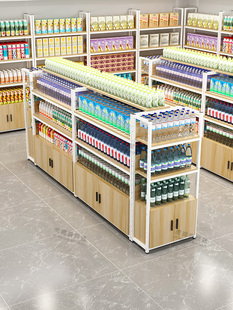 超市货架展示架中岛柜多层文具店便利店小卖部酒水饮料零食置物架