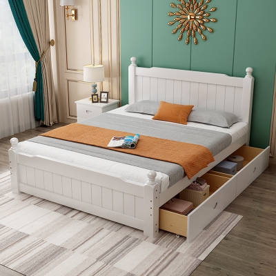 实木床1.5米单型简约欧式双人床主卧大床1.8m经济代家用1.2现人床