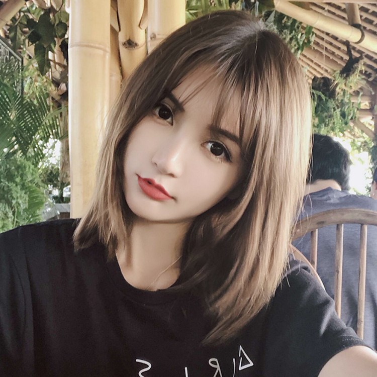 假发女中长发自然逼真空气刘海齐肩锁骨发修脸蓬松网红可爱短直发