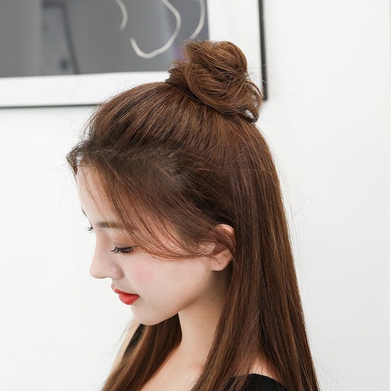 假发女低丸子头半花苞头全真发发圈蓬松自然发包日韩古装造型盘发