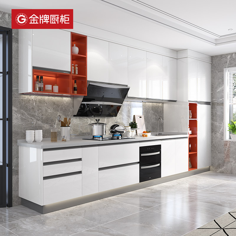 金牌厨柜 整体橱柜定制厨柜现代简约小户型石英石灶台柜 第五大道