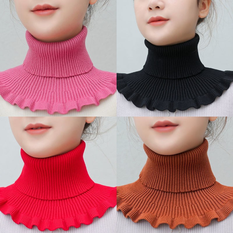 套头围脖假领子女百搭假领秋冬多功能毛线高领脖套装饰时尚娃娃领