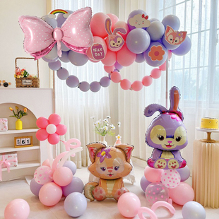 星黛露玲娜贝儿主题生日气球装饰场景布置拱门公主宝宝1周岁生日