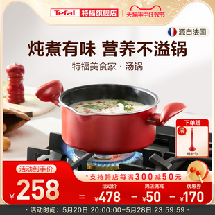 Tefal/特福双耳汤锅家用蒸煮炖锅不粘锅辅食锅拉面锅燃气磁炉通用