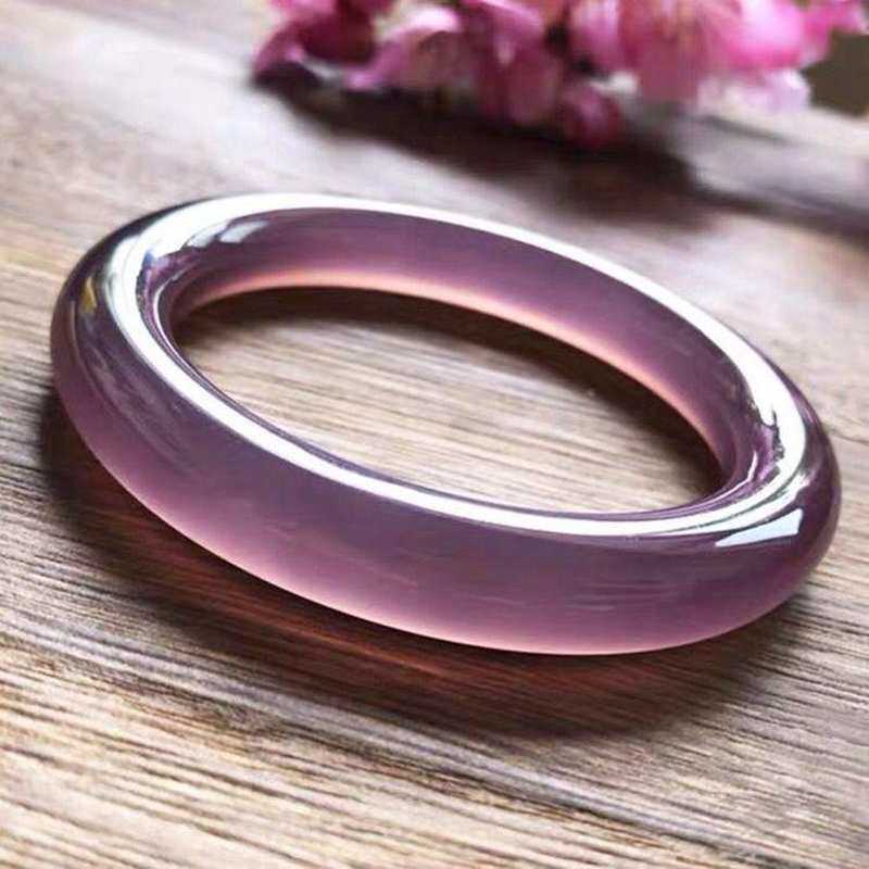 (今日10折)天然冰种帝王紫玉髓镯子女款巴西玛瑙圆条手串细条时尚少女