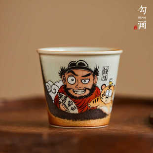 景德镇手工手绘钟馗茶杯单杯陶瓷功夫茶具喝茶个人专用主人杯送礼
