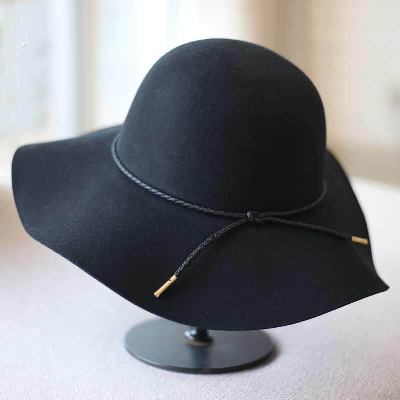 潮牌2021秋冬季新款法式毛呢大檐帽女时尚英伦风保暖礼帽遮阳帽