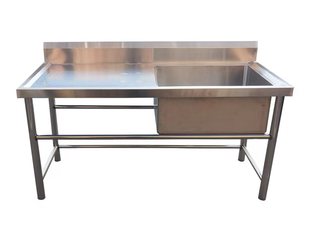 加厚304不锈钢洗菜盆洗碗池双槽三槽水池单槽带平台支架厨房饭店