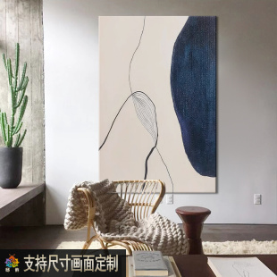 纯手绘丙烯肌理感油画客厅餐厅玄关挂画侘寂风抽象无框装饰画定制