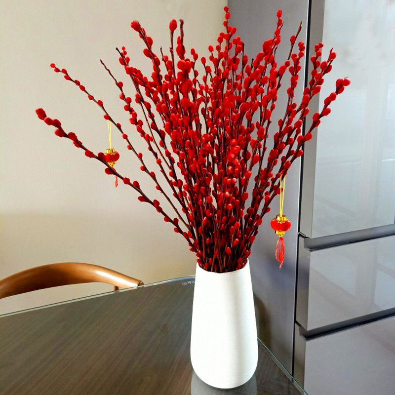 银柳年宵花红色真花鲜枝七彩干花懒人好养高档客厅办公室银柳装饰