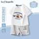 拉夏贝尔宝宝两件套夏季2024新款婴幼儿短袖T恤男孩中裤儿童套装