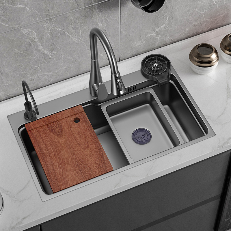 长虹 枪灰304不锈钢纳米洗菜盆单盆台下盆洗碗槽盆厨房水槽大单槽