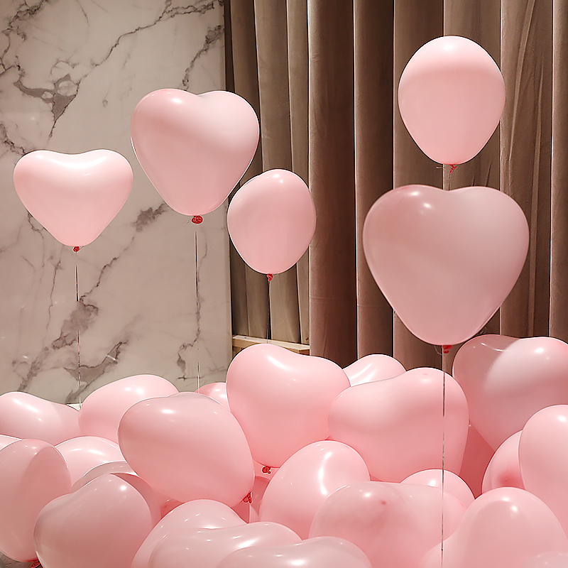 桃心爱心气球装饰婚房套装房间粉色订