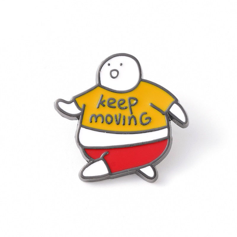 原创萌趣胸章 跑起来keep moving健身运动合金徽章滴胶胸针饰品