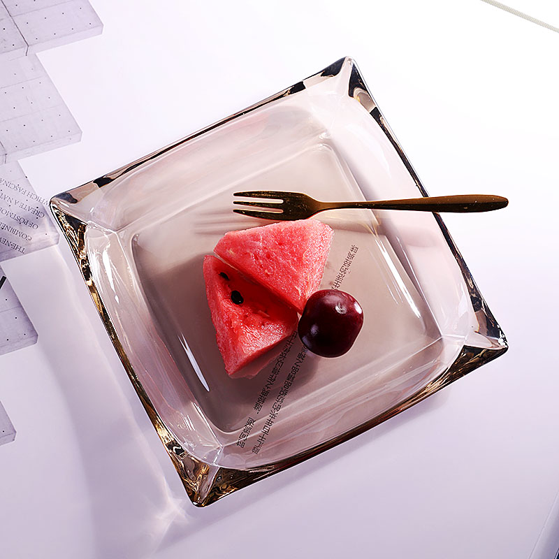 玻璃水果盘方形现代家用客厅小号盘子碟干果糖果盘零食盘甜品盘