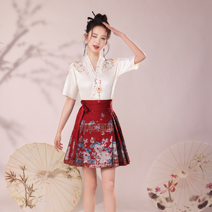 2024新款小个子改良女新中式日常短马面裙仿妆花织金汉元素中国风
