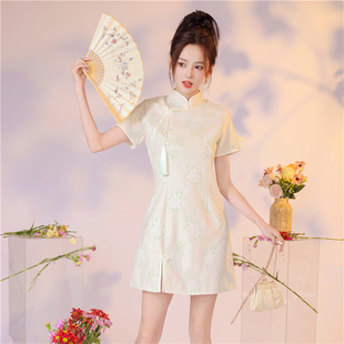 新中式国风旗袍小个子短款2023新款改良年轻款少女夏季日常连衣裙