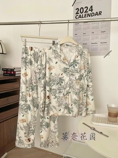 莫奈花园新春高品质纯棉睡衣密度高不易变形舒适感好轻薄透气家居