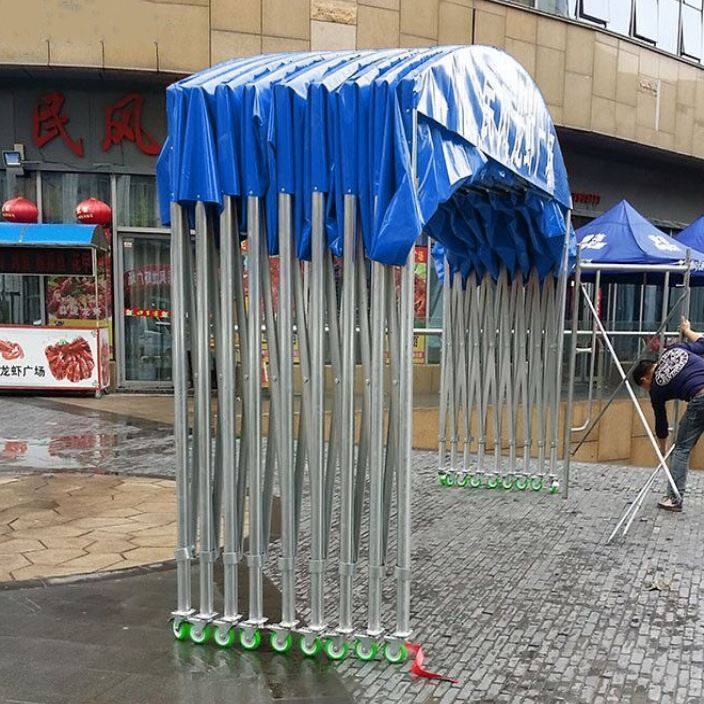 大排档遮雨棚移动推拉雨棚雨篷折叠蓬架空大型冬季棚子摆摊透明