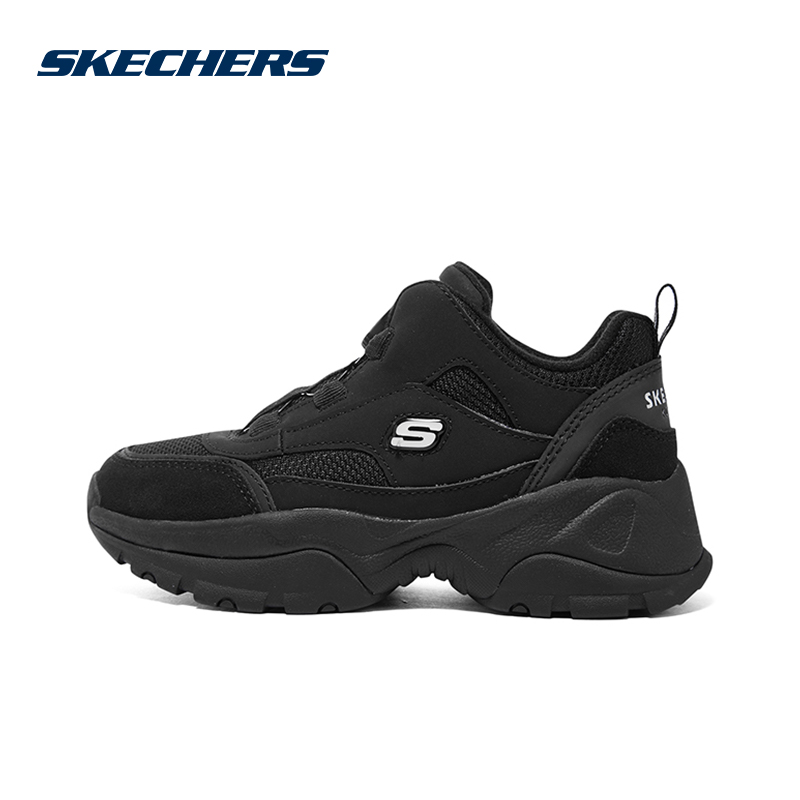 Skechers斯凯奇男童休闲运动鞋春季新款旋钮扣老爹鞋402247L/BLK