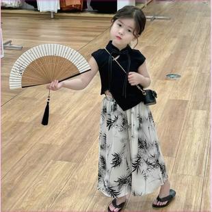 新品巴拉巴拉韩系女童夏季新中式2024新款国风旗袍短袖上衣洋气阔