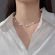 波浪珍珠项链女小众设计高级感精致颈链2024年新款爆款百搭锁骨链