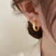 磨砂B家字母耳圈纯银小众设计感高级耳环法式复古耳扣冷淡风耳饰