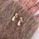 双色水滴耳钉女纯银简约小众设计高级个性耳饰2023年新款爆款耳环