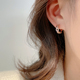 水钻玫瑰金耳环2023年新款潮小众设计感纯银耳圈轻奢气质高级耳饰