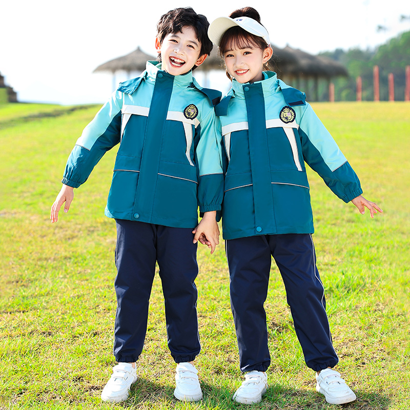 幼儿园园服春秋装新款小学生校服冲锋衣三件套一年级儿童班服套装