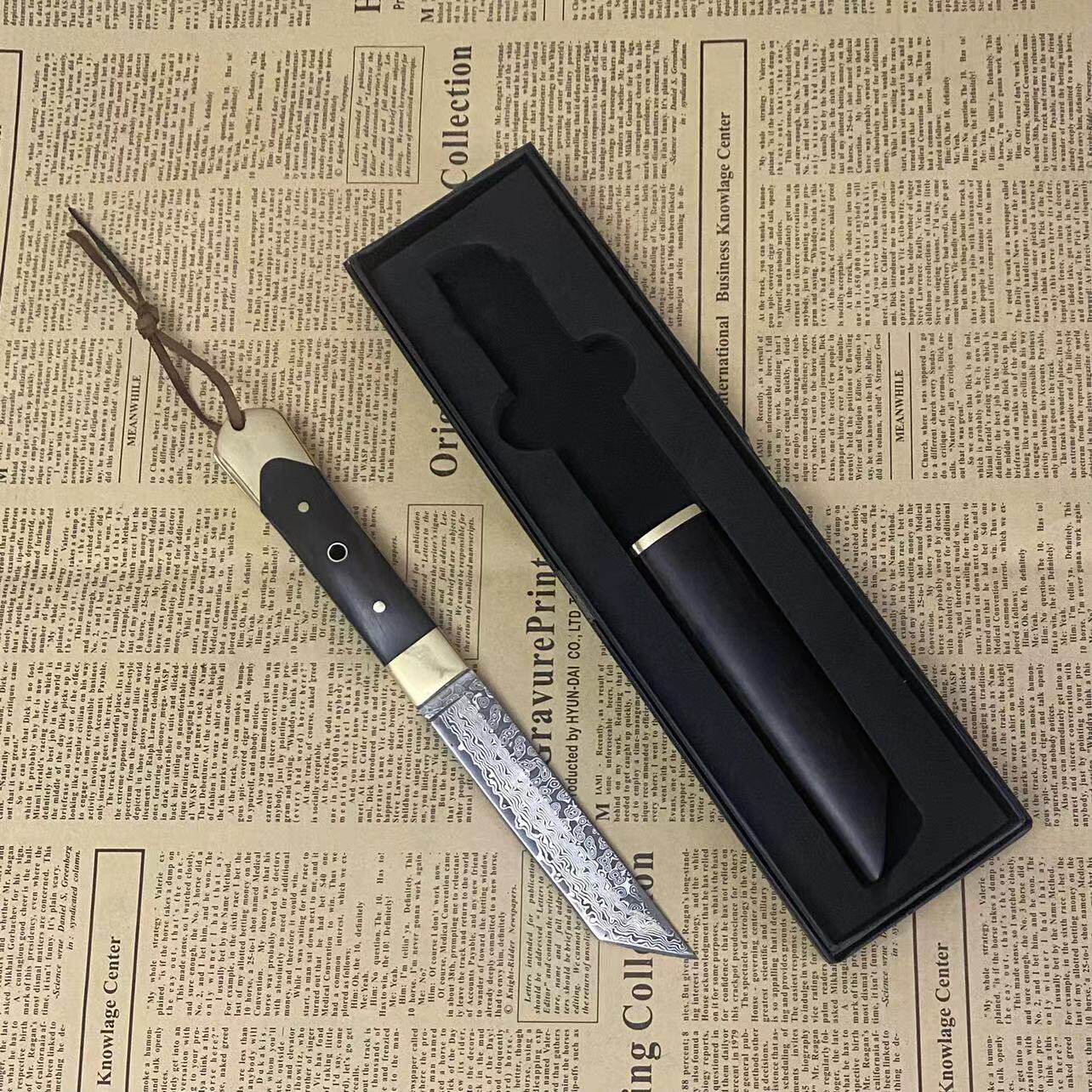 大马士革龙鳞水果刀小肋差新款家用锋利手把肉蔬果刀野外求生刀