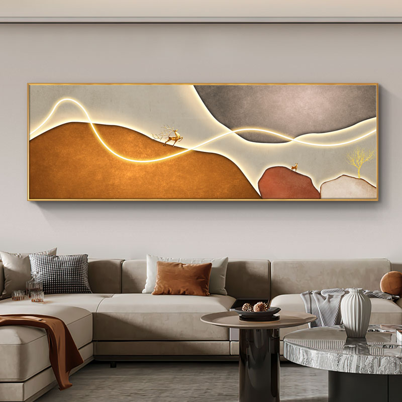 led灯客厅装饰画现代简约沙发背景墙壁画金石麋鹿横版卧室床头画|ruв категории Домашний быт, декоративная живопись, современные декоративные картины - от Buy2taobao.com для оказания профессиональной услуги покупки агента Taobao