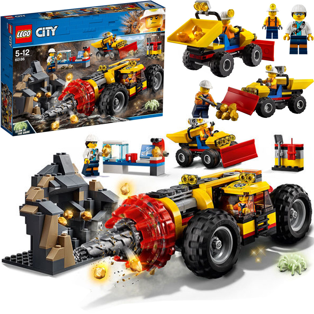 乐高60186城市金矿采矿场专家基地 重型采矿钻孔机 拼装积木玩具