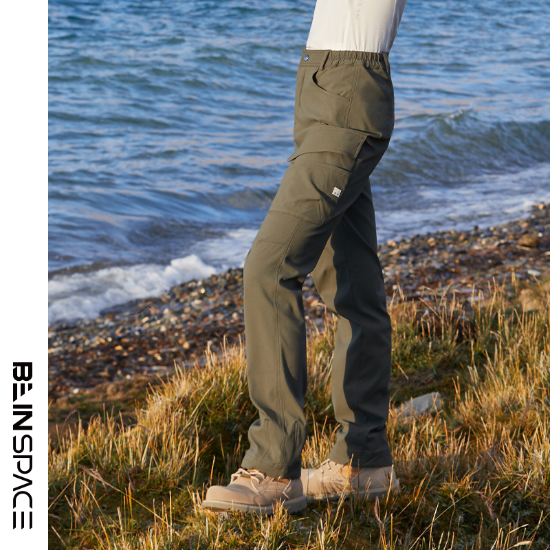 BEIN SPACE 春夏新款女宽松显瘦百搭户外工装加绒运动软壳裤A020