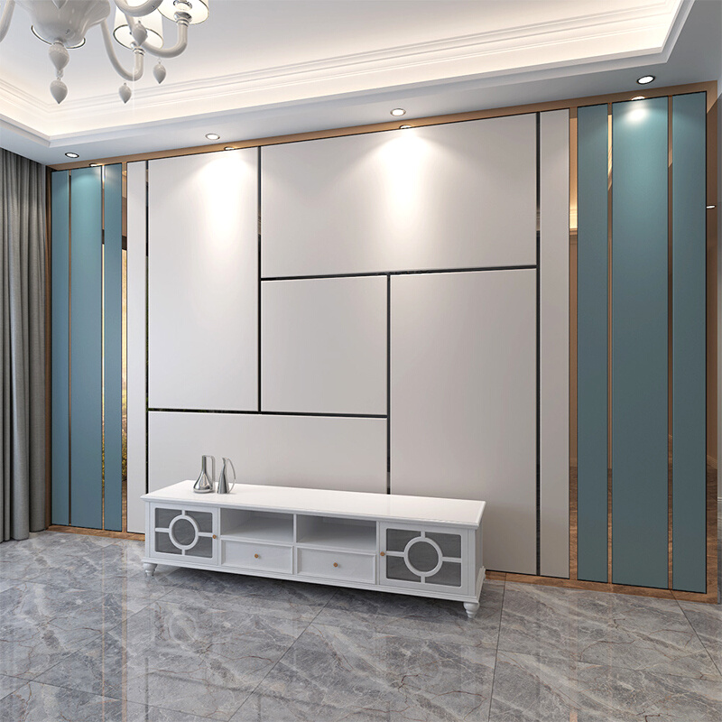 定做硬包电视背景墙金属边框轻奢现代客厅背景墙板沙发卧室软包