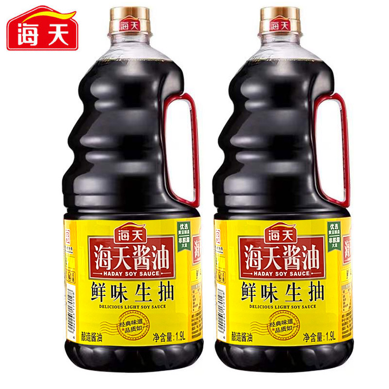 海天鲜味生抽1.9L大桶优质黄豆酿造酱油家庭装凉拌提鲜生抽调味料