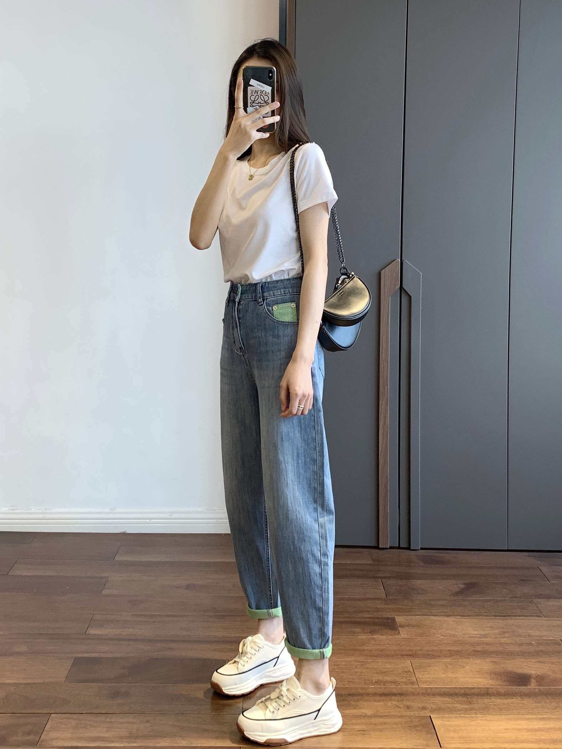 thewow不挑人帅气老爹裤洋气拼色薄款哈伦牛仔裤9分裤萝卜裤夏女