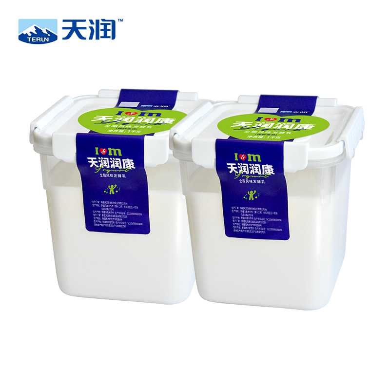 【低温奶好价】新疆天润酸奶润康方桶大桶装老酸奶1kg*2桶