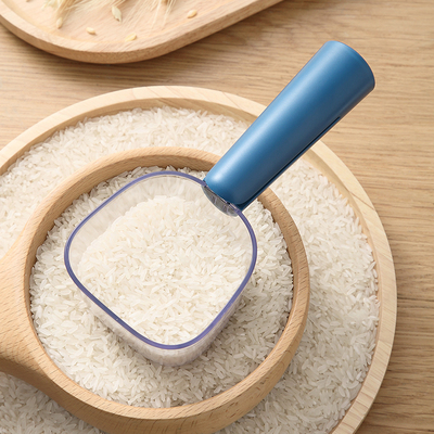 抖音多功能舀米勺挖面粉米粉勺家用长柄带夹子舀面勺量勺北欧创意