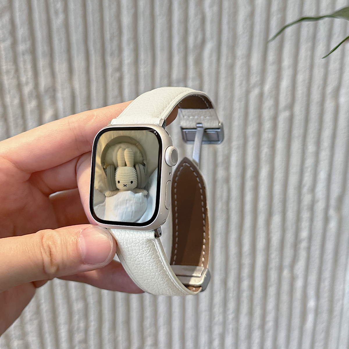 适用applewatch荔枝纹磁吸